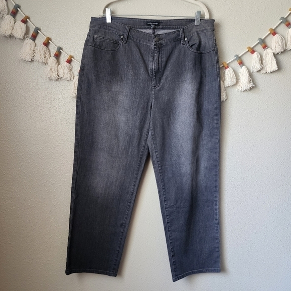 Eileen Fisher Gray High Waisted Straight Leg Crop Baggy Jeans Size 16 Plus Size - Picture 1 of 9